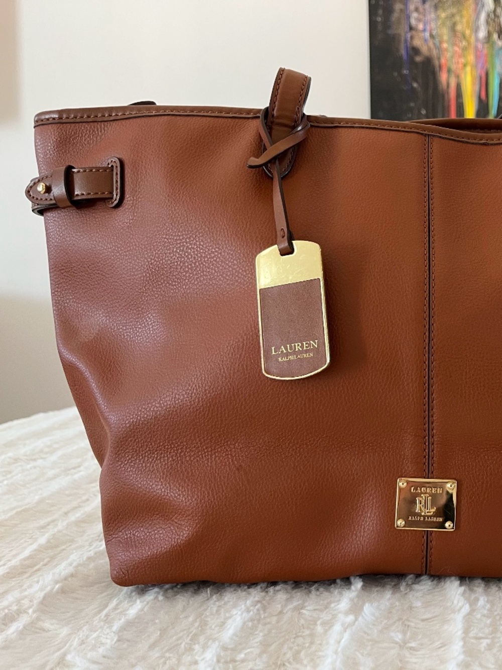 Lauren Ralph Lauren brown leather tote bag